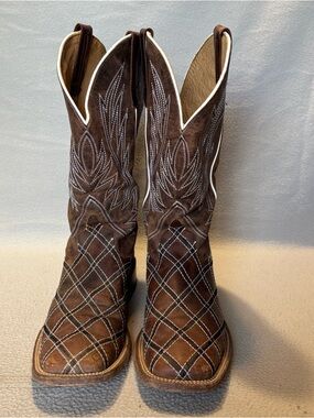 Horse Power Sabotage 9.5D Brown Western Cowboy Boots with White Stitching HP1082
